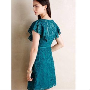 *Moulinette Soeurs Fluttered Scrollwork Teal Dress